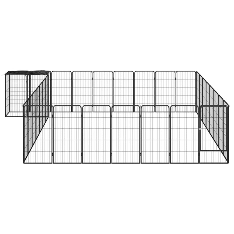 Load image into Gallery viewer, VidaXL Hondenkennel 34 panelen 50x100 cm gepoedercoat staal zwart
