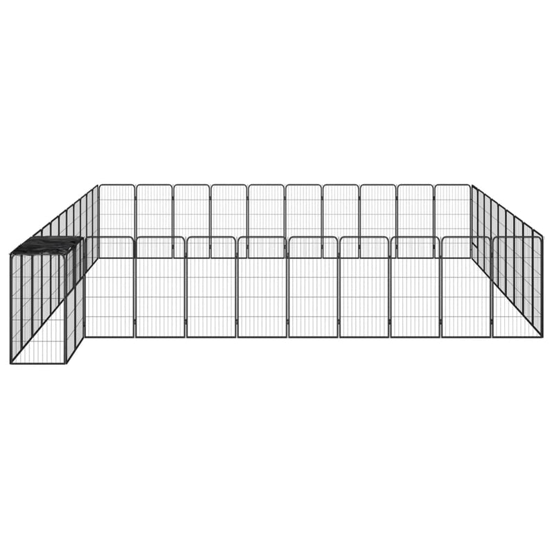 Load image into Gallery viewer, VidaXL Hondenkennel 42 panelen 50x100 cm gepoedercoat staal zwart
