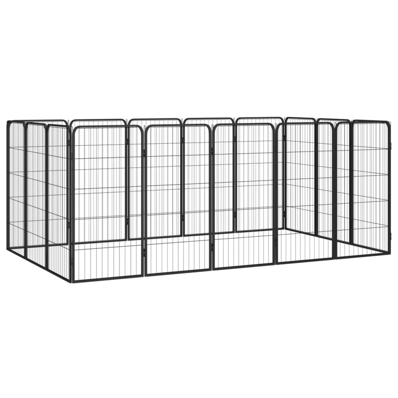 Load image into Gallery viewer, Vidaxl hondenkennel 16 panelen 50 x 100 cm gepoedercoat staal zwart
