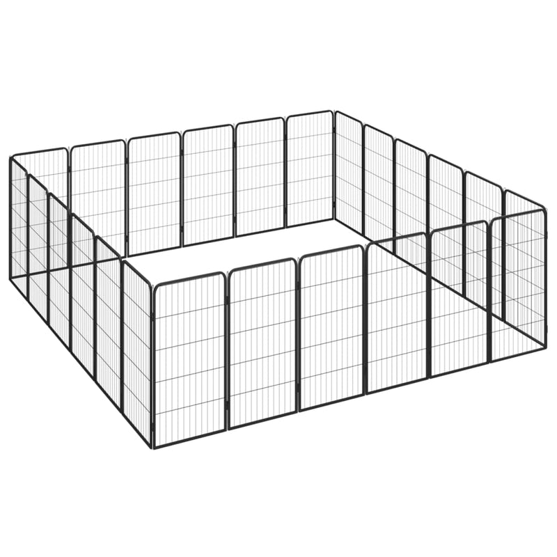 Load image into Gallery viewer, VidaXL Hondenkennel 24 panelen 50 x 100 cm gepoedercoat staal zwart
