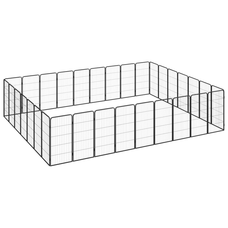 Load image into Gallery viewer, VidaXL Hondenkennel 32 panelen 50 x 100 cm gepoedercoat staal zwart

