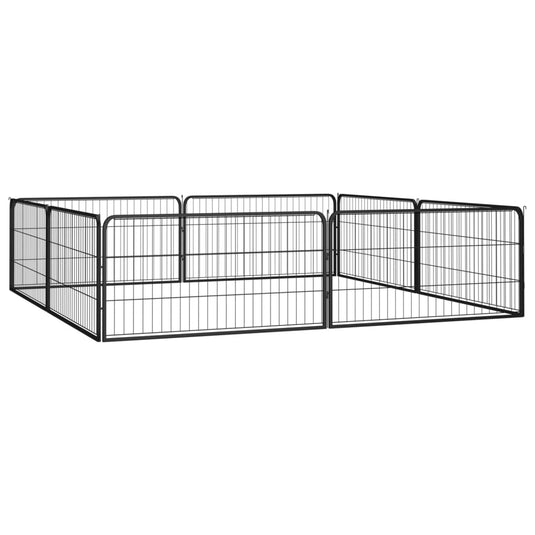 Vidaxl hondenkennel 8 panelen 100x50 cm gepoedercoat staal zwart