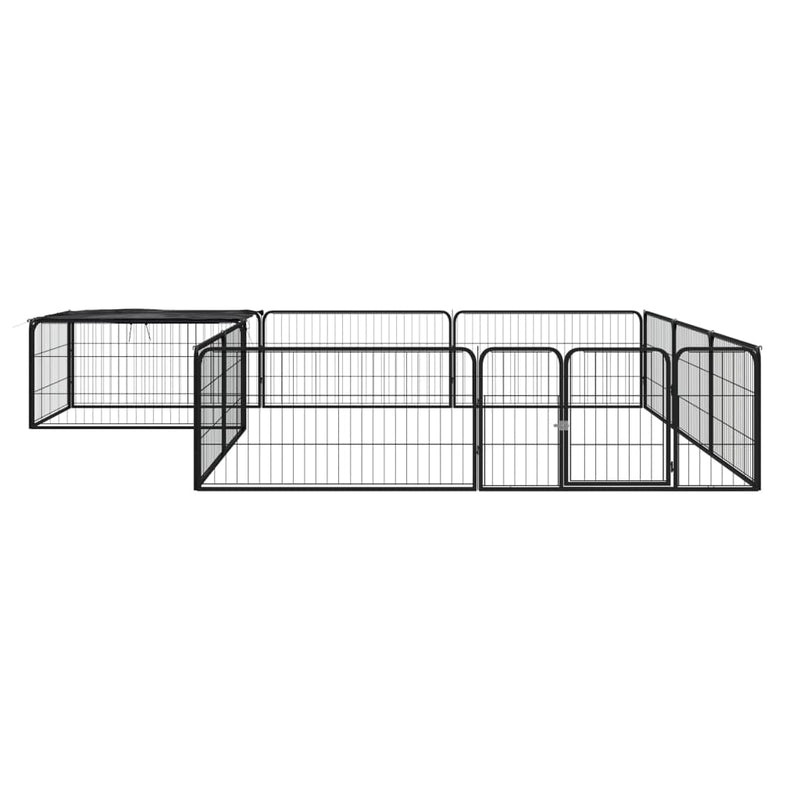 Load image into Gallery viewer, Vidaxl hondenkennel 12 panelen 100x50 cm gepoedercoat staal zwart
