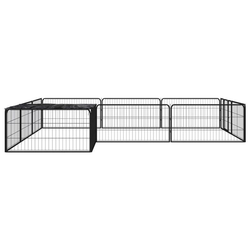 Load image into Gallery viewer, Vidaxl hondenkennel 12 panelen 100x50 cm gepoedercoat staal zwart
