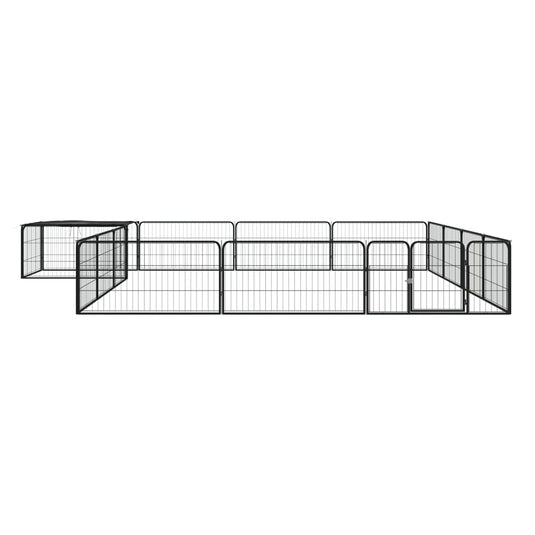 Vidaxl hondenkennel 16 panelen 100x50 cm gepoedercoat staal zwart