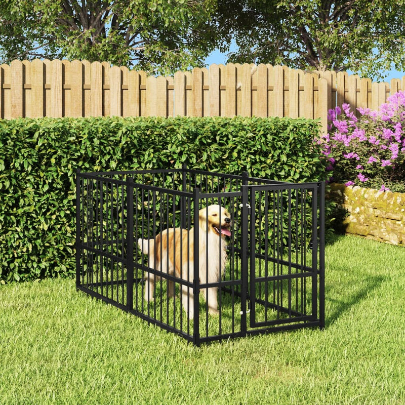 Load image into Gallery viewer, Vidaxl hondenkennel 193,5x97x100 cm staal zwart
