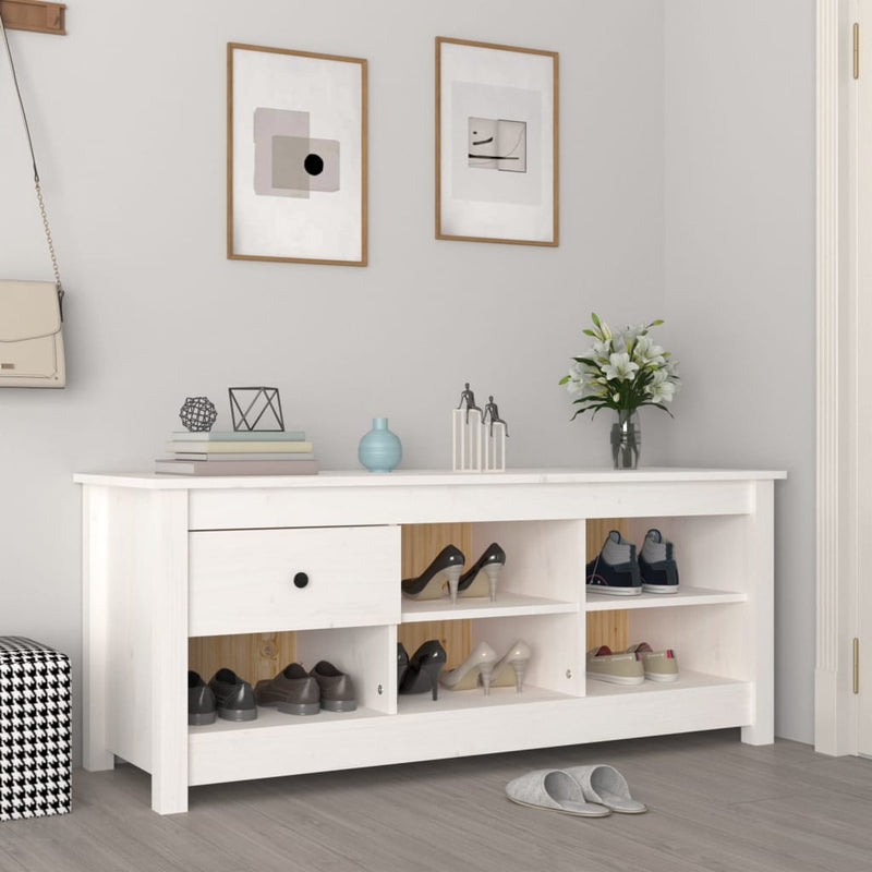 Load image into Gallery viewer, Vidaxl schoenenkast 110x38x45,5 cm massief grenenhout wit
