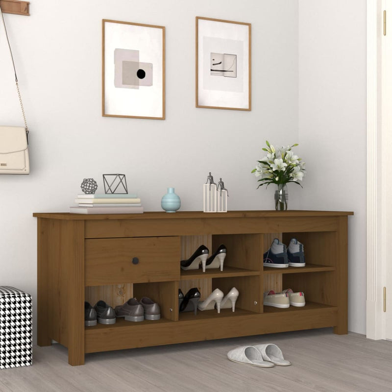 Load image into Gallery viewer, Vidaxl schoenenkast 110x38x45,5 cm massief grenenhout honingbruin
