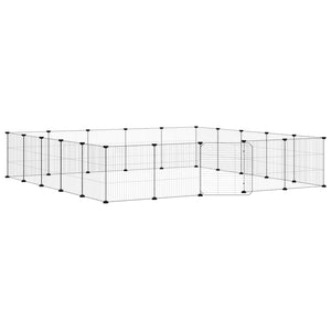 Vidaxl huisdierenkooi met deur 20 panelen 35x35 cm staal zwart