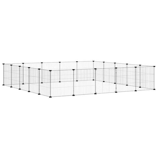 Vidaxl huisdierenkooi met deur 20 panelen 35x35 cm staal zwart