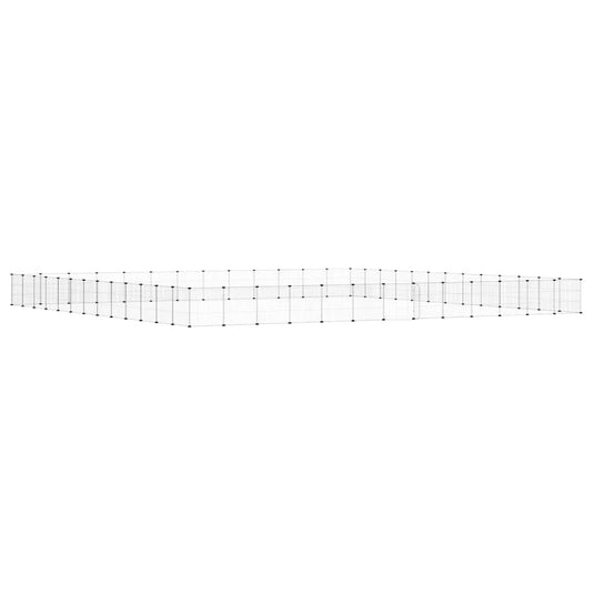 Vidaxl huisdierenkooi met deur 52 panelen 35x35 cm staal zwart