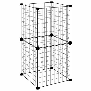 Vidaxl huisdierenkooi met 8 panelen 35x35 cm staal zwart