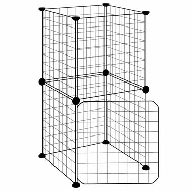 Vidaxl huisdierenkooi met deur 8 panelen 35x35 cm staal zwart