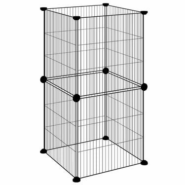 Vidaxl huisdierenkooi met 8 panelen 35x35 cm staal zwart