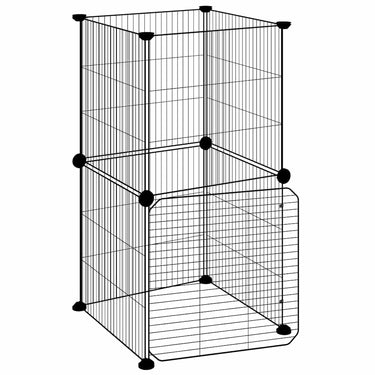 Vidaxl huisdierenkooi met deur 8 panelen 35x35 cm staal zwart