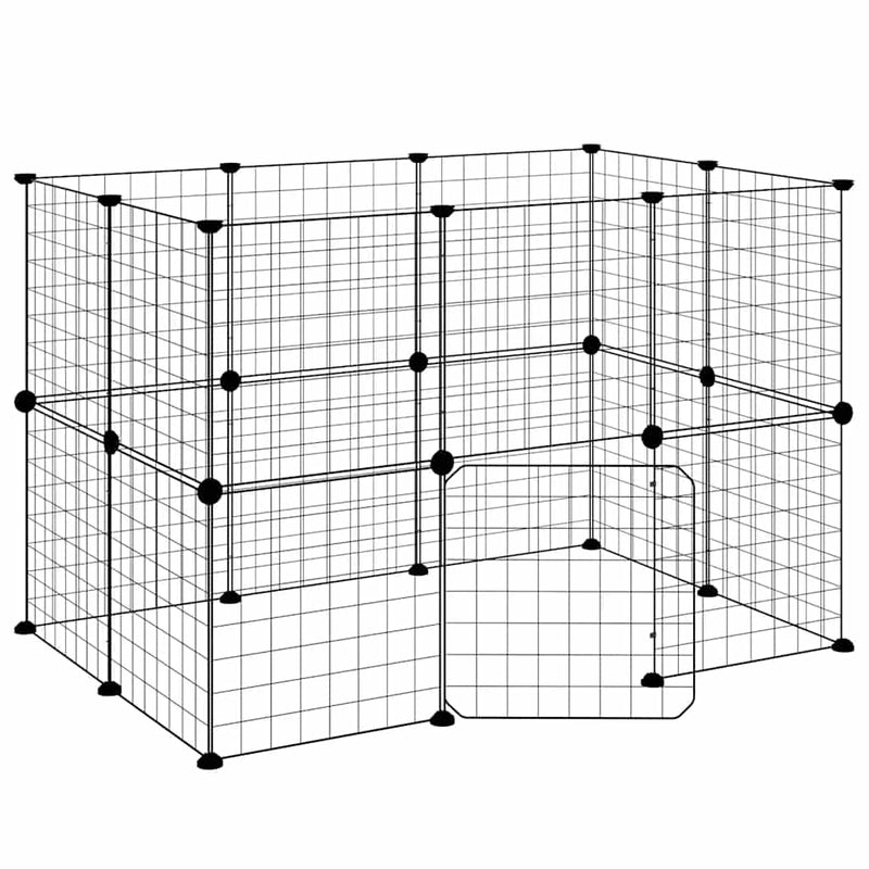 Load image into Gallery viewer, Vidaxl huisdierenkooi met deur 20 panelen 35x35 cm staal zwart
