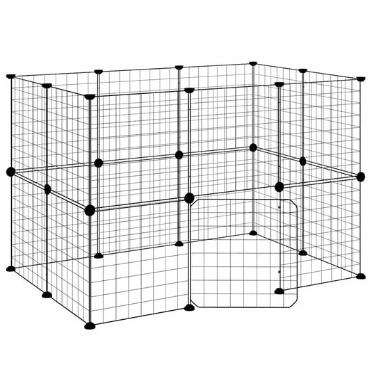 Vidaxl huisdierenkooi met deur 20 panelen 35x35 cm staal zwart