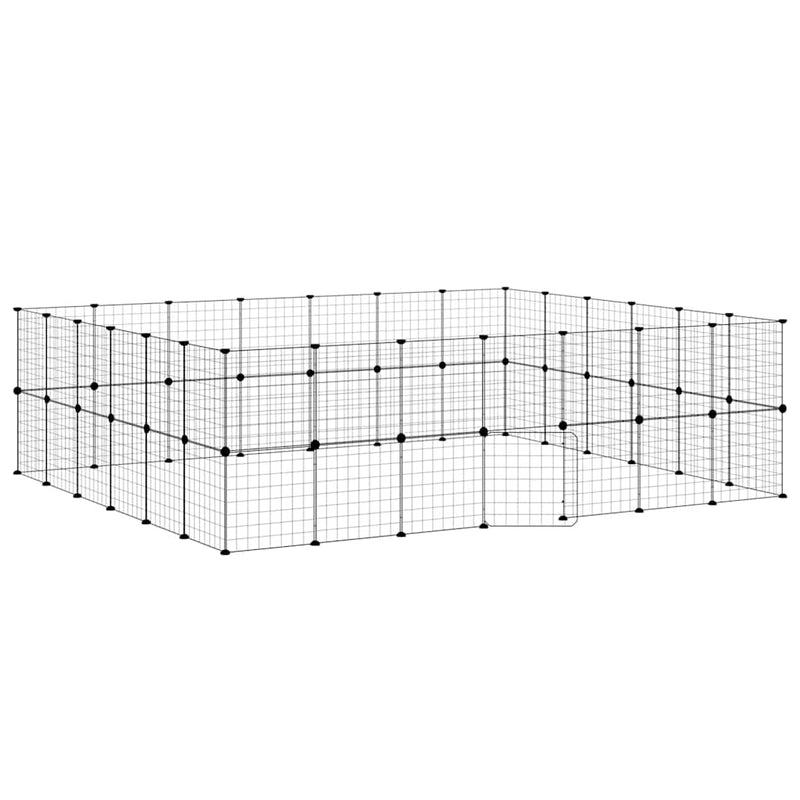 Load image into Gallery viewer, Vidaxl huisdierenkooi met deur 52 panelen 35x35 cm staal zwart
