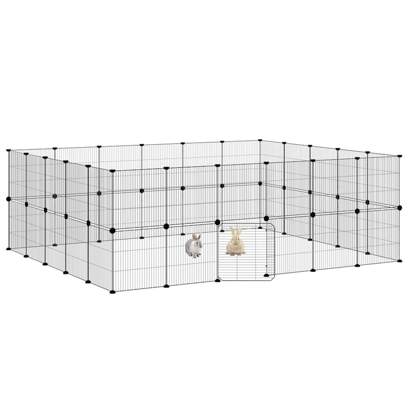 Load image into Gallery viewer, Vidaxl huisdierenkooi met deur 44 panelen 35x35 cm staal zwart
