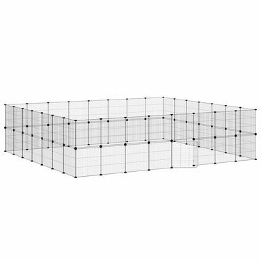 Vidaxl huisdierenkooi met deur 60 panelen 35x35 cm staal zwart