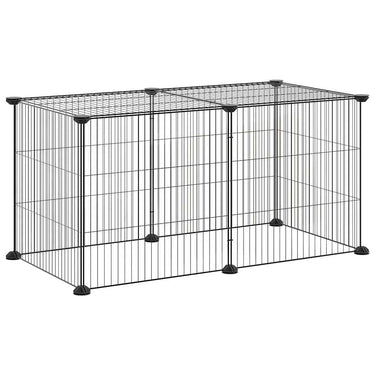 Vidaxl huisdierenkooi met 8 panelen 35x35 cm staal zwart