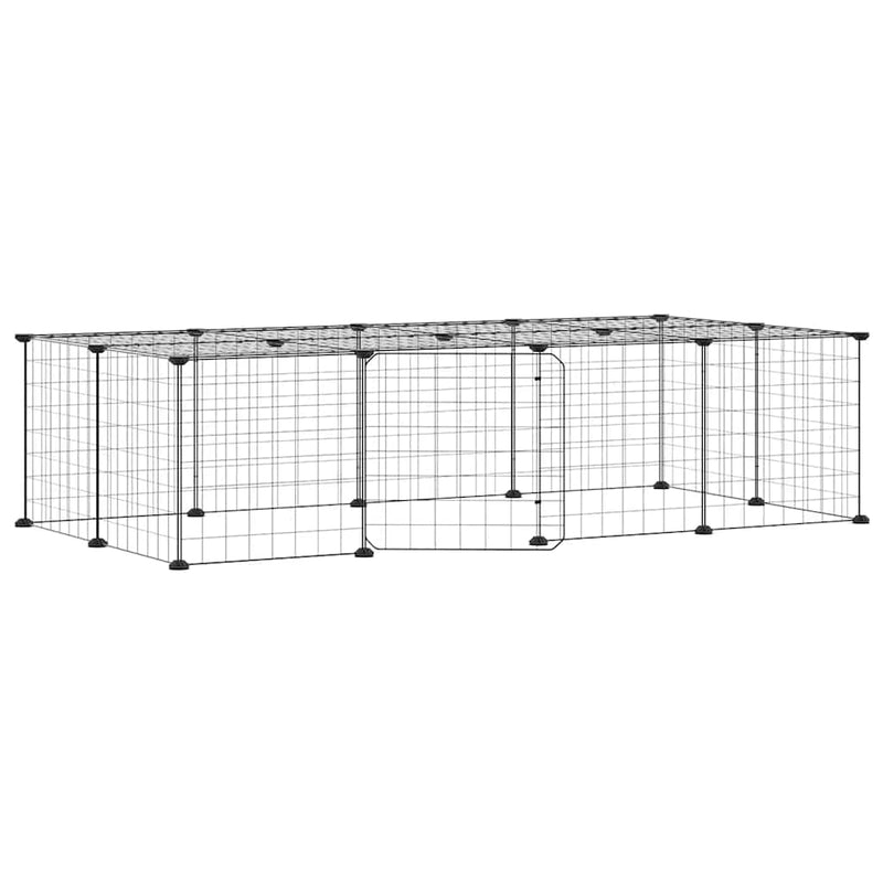 Load image into Gallery viewer, Vidaxl huisdierenkooi met deur 20 panelen 35x35 cm staal zwart
