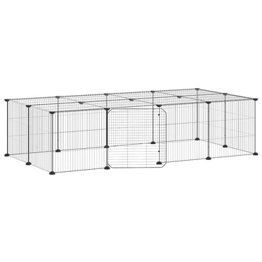 Vidaxl huisdierenkooi met deur 20 panelen 35x35 cm staal zwart