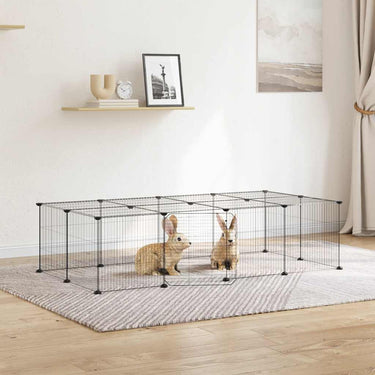 Vidaxl huisdierenkooi met deur 20 panelen 35x35 cm staal zwart