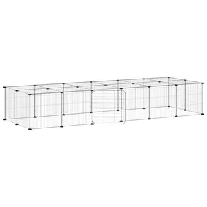 Vidaxl huisdierenkooi met deur 28 panelen 35x35 cm staal zwart