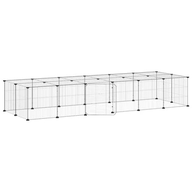 Vidaxl huisdierenkooi met deur 28 panelen 35x35 cm staal zwart