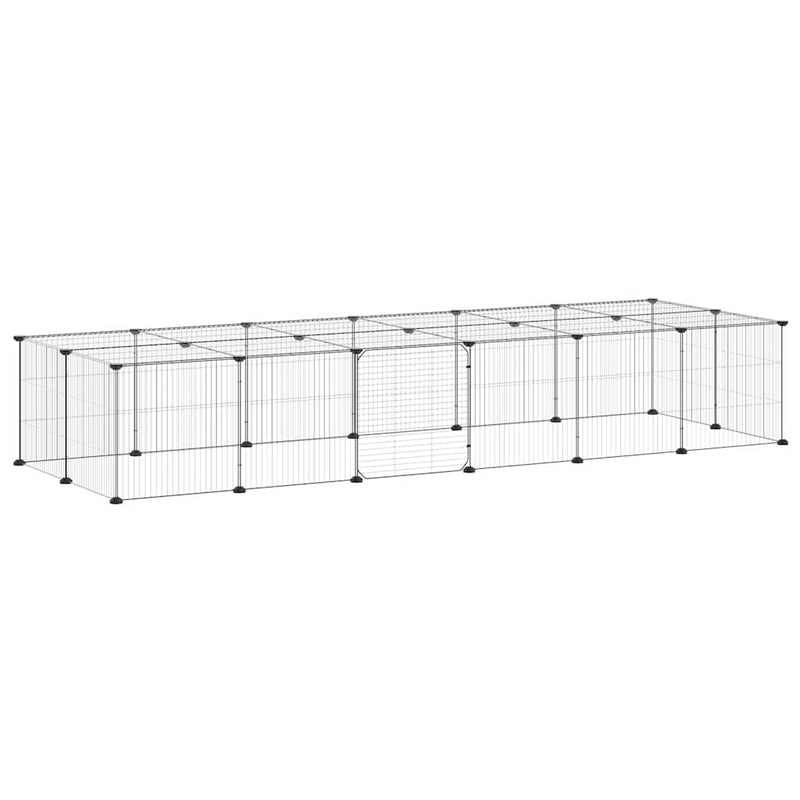 Load image into Gallery viewer, Vidaxl huisdierenkooi met deur 28 panelen 35x35 cm staal zwart
