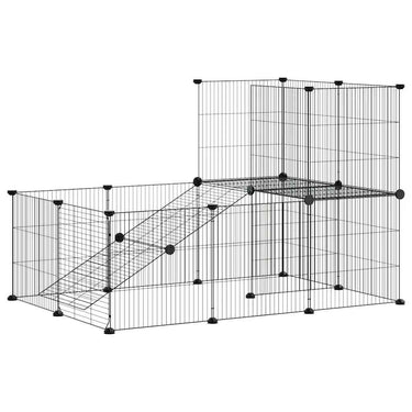 Vidaxl huisdierenkooi met deur 20 panelen 35x35 cm staal zwart