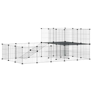 Vidaxl huisdierenkooi met deur 36 panelen 35x35 cm staal zwart