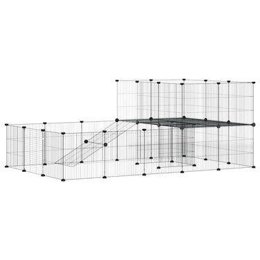 Vidaxl huisdierenkooi met deur 36 panelen 35x35 cm staal zwart