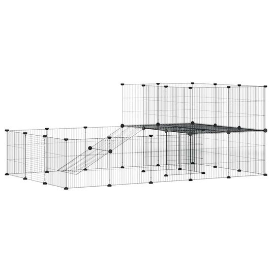 Vidaxl huisdierenkooi met deur 36 panelen 35x35 cm staal zwart