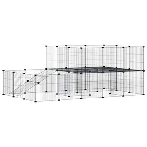 Vidaxl huisdierenkooi met deur 44 panelen 35x35 cm staal zwart