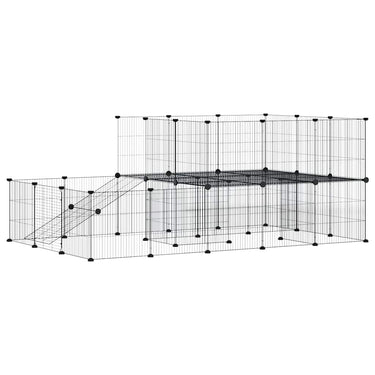 Vidaxl huisdierenkooi met deur 44 panelen 35x35 cm staal zwart