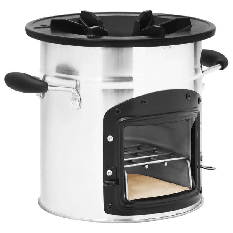 Load image into Gallery viewer, Vidaxl camping houtkachel 45,5x33x25,5 cm roestvrij staal zilverkleur
