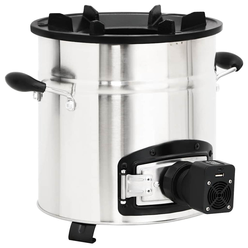 Load image into Gallery viewer, Vidaxl houtkachel met usb-ventilator 35,5x26x28 cm roestvrijstaal

