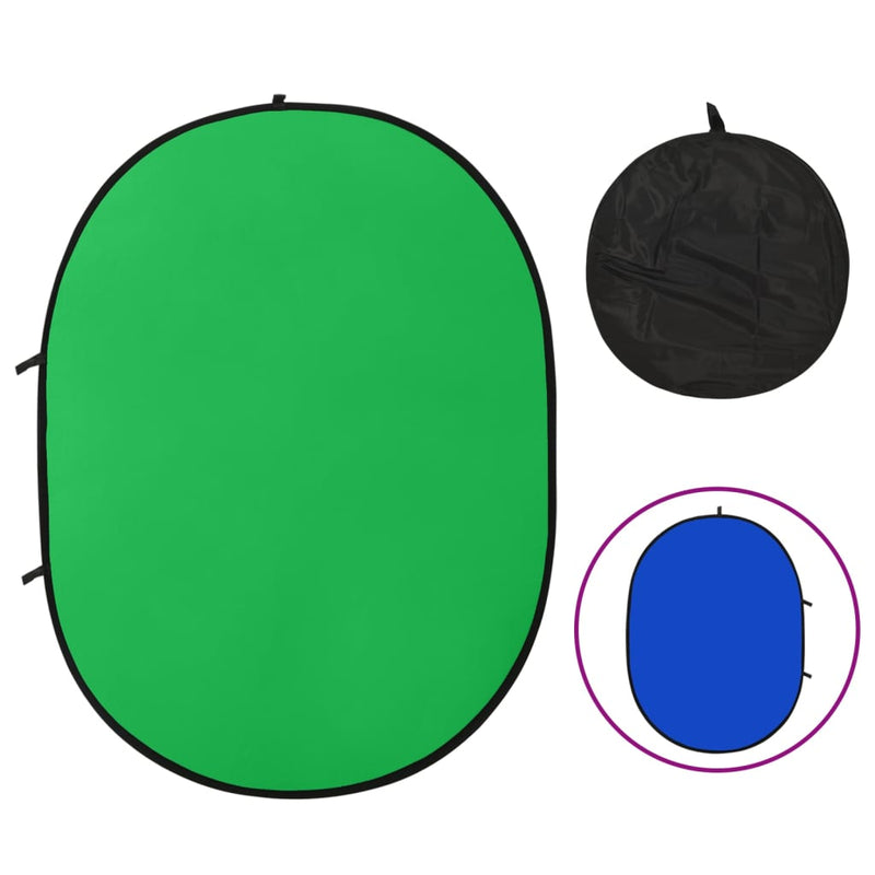 Load image into Gallery viewer, Vidaxl achtergrondscherm studio 2-in-1 ovaal 200x150 cm groen en blauw
