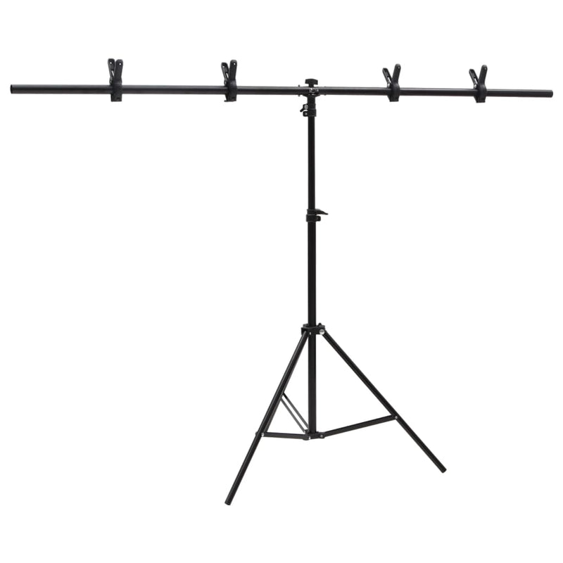 Load image into Gallery viewer, Vidaxl achtergrondstandaard t-vormig 151x60x(70-200) cm zwart
