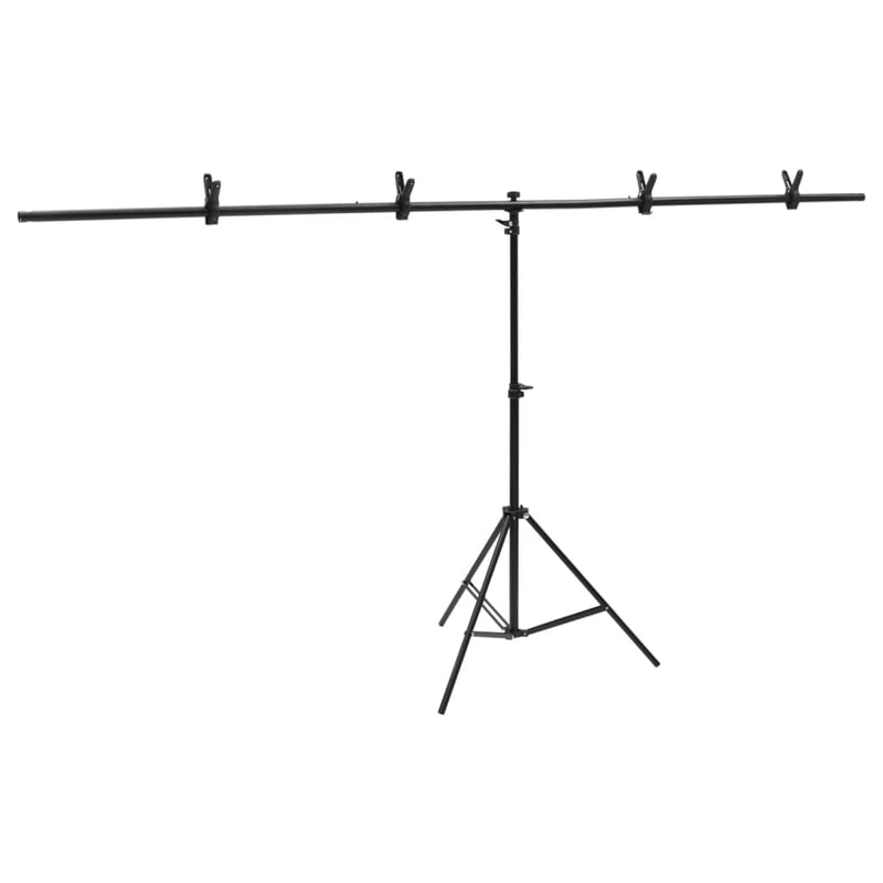 Load image into Gallery viewer, Vidaxl achtergrondstandaard t-vormig 201x60x(70-200) cm zwart
