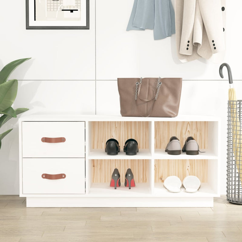 Load image into Gallery viewer, Vidaxl schoenenbank 100x34x45 cm massief grenenhout wit
