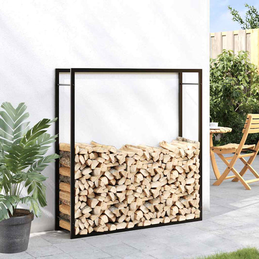Vidaxl haardhoutrek 110x28x116 cm staal matzwart