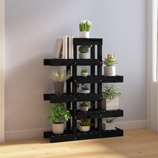Vidaxl plantenstandaard 85x25x109,5 cm massief grenenhout zwart