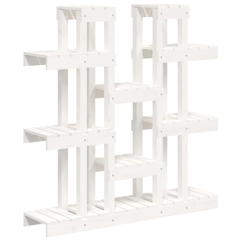 Afbeelding laden in galerijviewer, Vidaxl plantenstandaard wit 104,5x25x109,5 cm massief grenenhout
