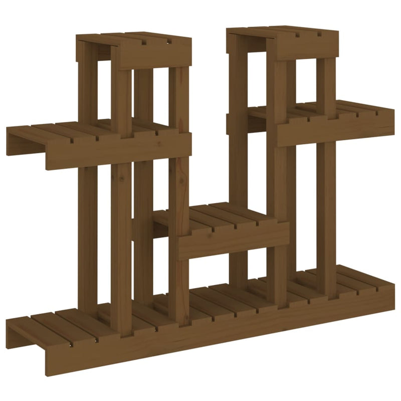 Afbeelding laden in galerijviewer, Vidaxl plantenstandaard 104,5x25x77,5cm massief grenenhout honingbruin
