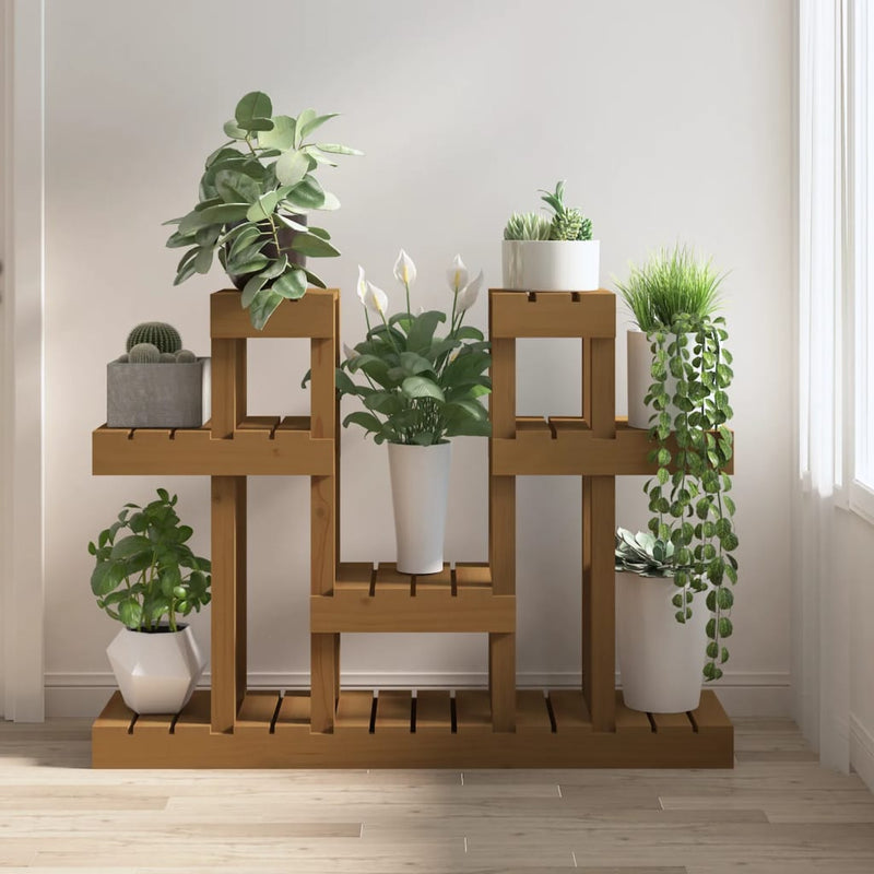 Afbeelding laden in galerijviewer, Vidaxl plantenstandaard 104,5x25x77,5cm massief grenenhout honingbruin
