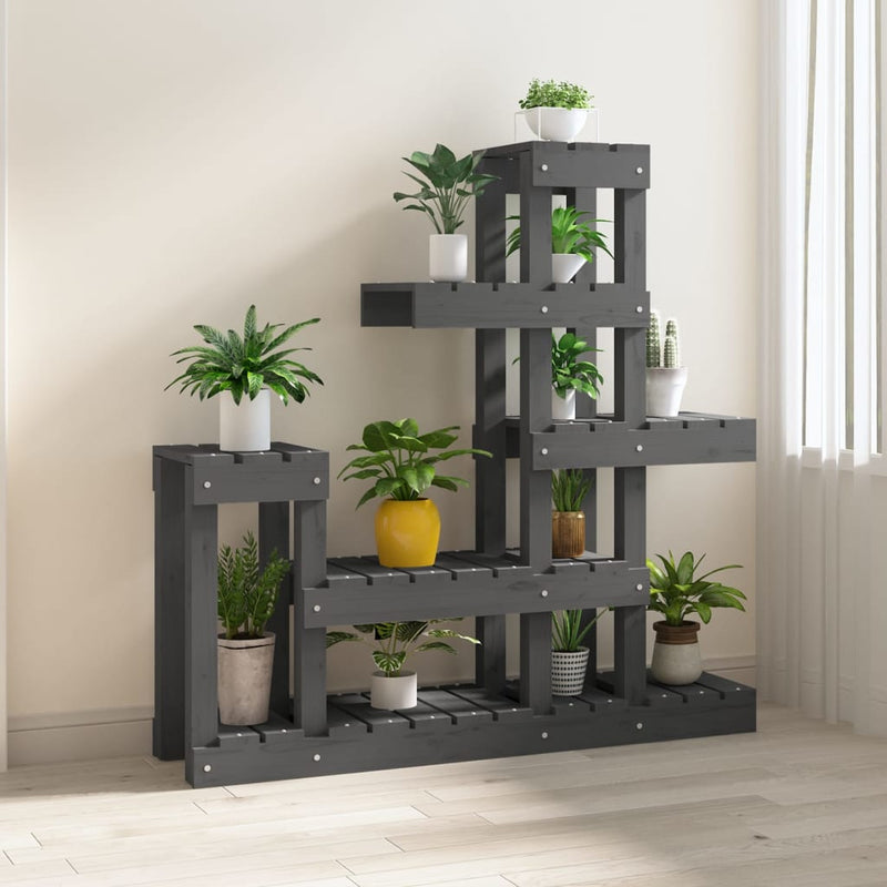 Load image into Gallery viewer, Vidaxl plantenstandaard 92x25x97 cm massief grenenhout grijs

