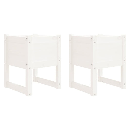 Vidaxl plantenbakken 2 st 40x40x52,5 cm massief grenenhout wit